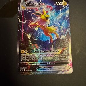 Pokemon Jolteon VMAX Holographic Lightning Card - Yellow, Pink, Blue